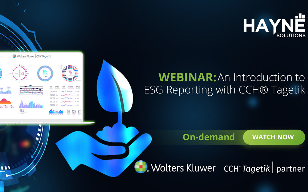 On Demand WEBINAR: An Introduction to ESG Reporting with CCH® Tagetik