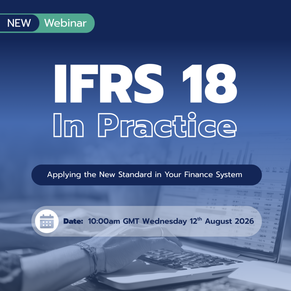 Banner announcing a new IFRS 18 webinar titled 'In Practice' with date and time details and a calendar icon.